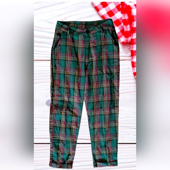 SHEIN Pants & Jumpsuits Green Plaid Pants Poshmark